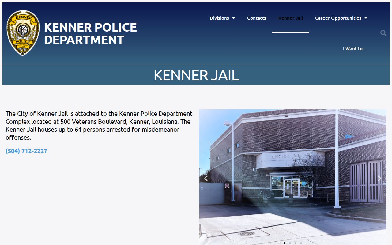 Official Kenner Police city jail information